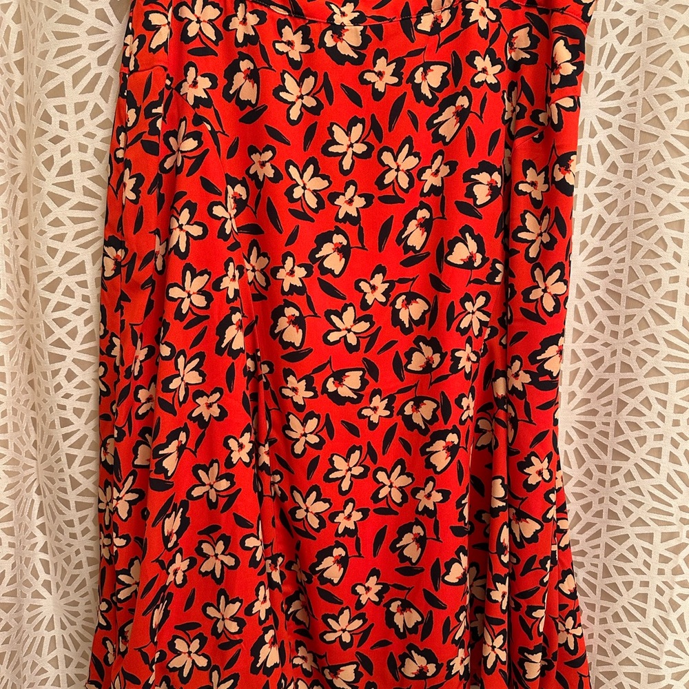 Who What Wear Red Floral A-Line Skirt